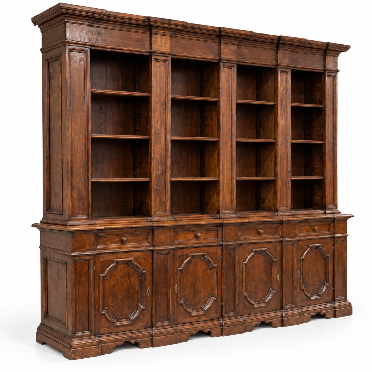 CSL2400 stained wood bookcase and cabinet, front-left view on a white background