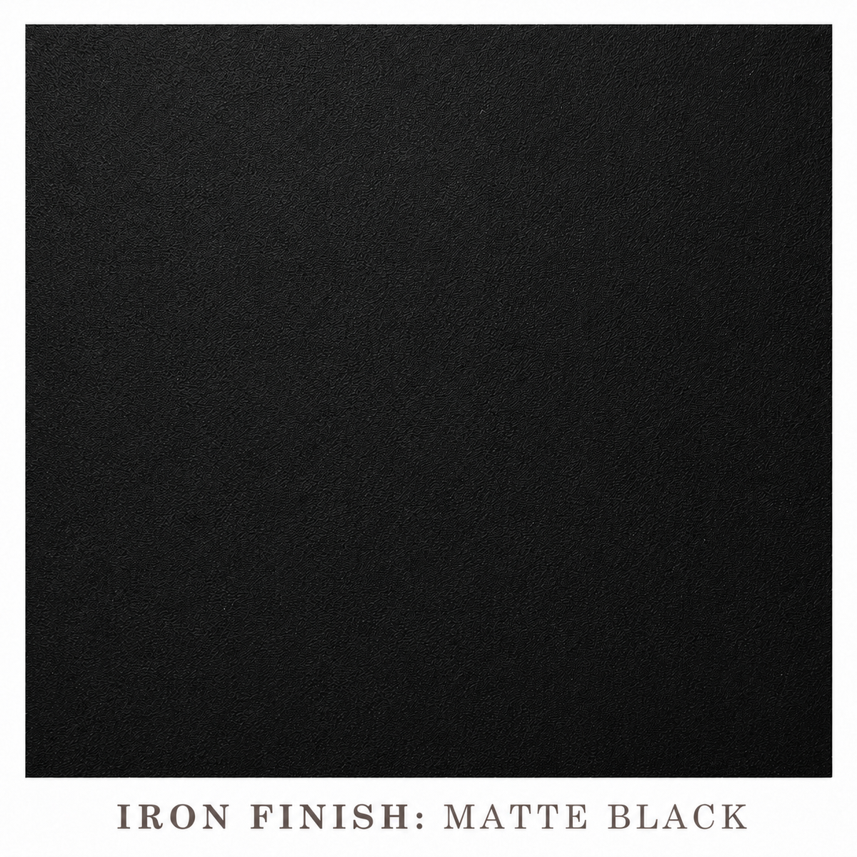Matte black iron finish swatch for EFB6015LMB/NC chair, showing a smooth, non-reflective dark metal surface texture with subtle depth variations.